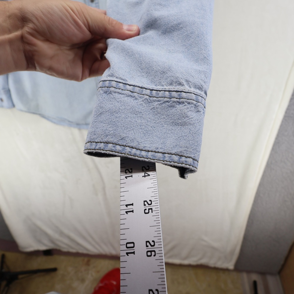 Harley Davidson XXL Light Wash Denim Button Shirt '03 C8036 HMGL Thrashed *READ - Picture 10 of 15